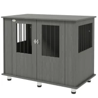 PawHut Dog Crate Table for Medium and Large Dogs with Magnetic Door for Indoor Use, 95 x 55 x 75 cm, Grey(m-11)