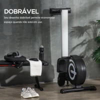 HOMCOM Máquina de Remo Dobrável com 8 Níveis de Resistência Magnética Volante de Inércia de 4kg Monitor LCD Aço Alumínio 185x58x57cm Carga 120kg Preta e Prata(m-7)