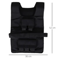 HOMCOM® Kamizelka Treningowa z Obciążeniem 30 kg Trening Siłowy Fitness Oxford Żelazo Czarny(m-3)