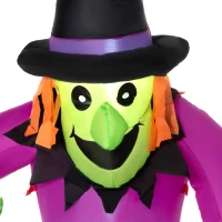 HOMCOM Helloween-Gartendeko Hexe mit Hexenkessel und Flammeneffekt, inkl. Gebläse, wetterfest, 115 x 108 x 182H cm(m-8)