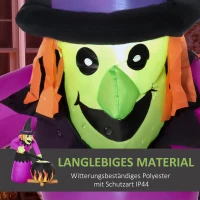 HOMCOM Helloween-Gartendeko Hexe mit Hexenkessel und Flammeneffekt, inkl. Gebläse, wetterfest, 115 x 108 x 182H cm(m-6)