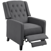 HOMCOM Wingback Recliner Chair for Home Theater, Button Tufted Microfibre Cloth Reclining Armchair with Leg Rest, Deep Grey(m-11)