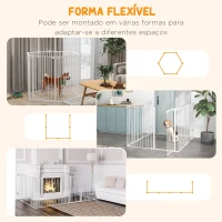 PawHut Parque para Cães de 6 Painéis Dobrável de Aço com Duplo Travamento Função de Bloqueio e Forma Modular 123x102x90 cm Branco(m-4)
