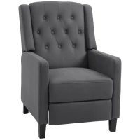 HOMCOM Wingback Recliner Chair for Home Theater, Button Tufted Microfibre Cloth Reclining Armchair with Leg Rest, Deep Grey(m-1)