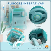 AIYAPLAY Conjunto de Escorrega e Baloiço para Crianças 6 em 1 com Buzina e Cesta de Basquetebol 201x151x87,5 cm Azul Claro(m-5)