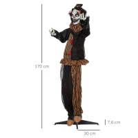 Outsunny Dekoracja Halloween Horror Clown ze specjalnymi efektami i dźwiękiem 100 cm x 18 cm x 153 cm(m-3)