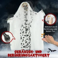 Outsunny 175cm Halloween-decoratie Ghost Bride Eye Glow Horror Sounds(m-6)
