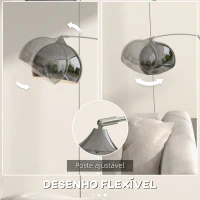 HOMCOM Candeeiro de Pé em Forma de Arco com Altura e Comprimento Ajustáveis com Interruptor de Pé 110-115x30x170-180 cm Prata e Preto(m-5)