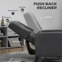 HOMCOM Wingback Recliner Chair for Home Theater, Button Tufted Microfibre Cloth Reclining Armchair with Leg Rest, Deep Grey(m-4)