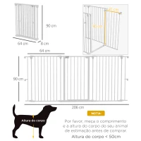 PawHut Barreira para Cães de Aço Barreira de Segurança para Animais de Estimação Dobrável de 3 Painéis Duplo Fechamento 206x90 cm Branco(m-3)
