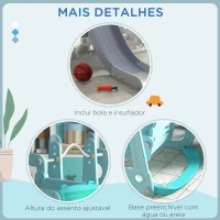 AIYAPLAY Conjunto de Escorrega e Baloiço para Crianças 6 em 1 com Buzina e Cesta de Basquetebol 201x151x87,5 cm Azul Claro(m-8)