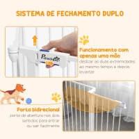 PawHut Parque para Cães de 6 Painéis Dobrável de Aço com Duplo Travamento Função de Bloqueio e Forma Modular 123x102x90 cm Branco(m-6)