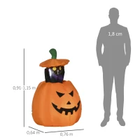 Outsunny Selbstaufblasende Halloweendekoration Halloweenkürbis, inkl LED´s Outdoor Wettebeständig,  76 x 64 x 115cm, Orange(m-3)