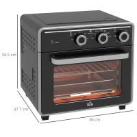 HOMCOM 20L 90-230℃ Mini Convection Oven, with Air Fry Function - Black(m-3)