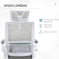 Vinsetto Cadeira de Escritório de Malha Cadeira de Escritório Giratória com Altura e Apoio para a Cabeça Ajustáveis 58x61x102-119 cm Cinza(m-6)
