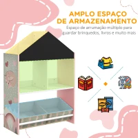 ZONEKIZ Estante para Brinquedos Organizador Infantil com Prateleiras Abertas e 2 Caixas de Tecido não Tecido Amovíveis 62,4x26,5x90 cm Rosa(m-4)