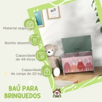 ZONEKIZ Baú de Brinquedos Organizador de Brinquedos para Crianças de 3 a 8 Anos com Estampado em Animaos 60x37x39 cm Verde(m-4)