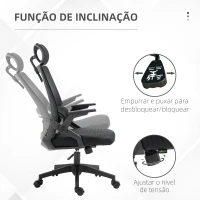 Vinsetto Cadeira de Escritório de Malha Cadeira de Escritório Giratória com Altura e Apoio para a Cabeça Ajustáveis 58x61x102-119 cm Preto(m-5)
