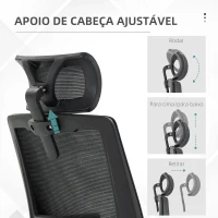 Vinsetto Cadeira de Escritório de Malha Cadeira de Escritório Giratória com Altura e Apoio para a Cabeça Ajustáveis 58x61x102-119 cm Preto(m-7)