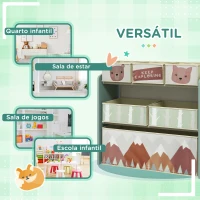 ZONEKIZ Estante para Brinquedos com 6 Caixas de Tecido não Tecido Amovíveis Organizador de Brinquedos 63x30x66 cm Verde(m-6)