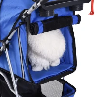 PawHut Dog Stroller, 3 Wheels Foldable Cat Dog Pram with Cup Holder, Storage Basket, Pet Stroller for Small Miniature Dogs, Blue(m-10)