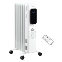 HOMCOM 1630W Oil Filled Radiator with 7 Fins, Portable Electric Heater with 24H Timer, 3 Power Settings, Safety Cut-off and Remote, White(m-1)