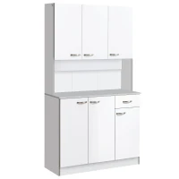 HOMCOM Dulap Suspendat de Bucătărie din Lemn, Alb, 101x39x180cm(m-1)