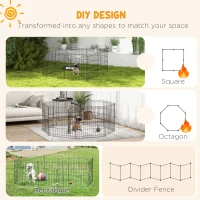 PawHut Dog Playpen, Puppy Pen, Eight-Panel Metal Fence, for Small Dogs, Indoors, Outdoors - Black(m-4)
