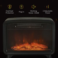 HOMCOM Electric Fireplace Stove, Freestanding or Tabletop, with LED Flame Effect, Overheating Protection, 800W/1600W(m-6)