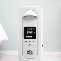 HOMCOM 1500W Digital Oil Filled Radiator, 7 Fin, Portable Electric Heater with LED Display, Built-in Timer, 3 Heat Settings, Safety Cut-Off and Remote Control, White(m-12)