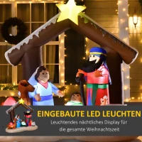 HOMCOM Aufblasbarer Weihnachtsbogen 2 m Bibel-Bogen von Jesus' Geburt Weihnachtsdekoration Aufblasbare Weihnachtskrippe 1,8 m Bogen mit LED-Lichter wasserdicht automatisches Aufblasen Polyester(m-4)