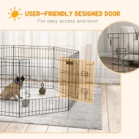PawHut Dog Playpen, Puppy Pen, Eight-Panel Metal Fence, for Small Dogs, Indoors, Outdoors - Black(m-7)