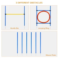 PawHut Dog Agility Equipment Training Obedience Jump Hurdle 6 Weave Pole Training Hoop Set with Carrying Bag for Outdoor(m-4)