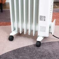 HOMCOM 1500W Digital Oil Filled Radiator, 7 Fin, Portable Electric Heater with LED Display, Built-in Timer, 3 Heat Settings, Safety Cut-Off and Remote Control, White(m-10)