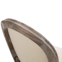 HOMCOM Dining Chairs Set of 2, French-Style Upholstered Kitchen Chairs with Padded Seats, Wood Frame and Round Back, Cream White(m-8)