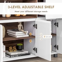 HOMCOM Dulap de Bucatarie Bufet Modern din Lemn cu Dulapuri Sertar Compartiment Deschis Dulap Multifunctional pentru Bucatarie si Sufragerie depozitare laterala toaleta acasa birou hol prosop manere dus colt baza inalta vopsit rezistent la apa(m-5)