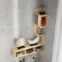 Raft de depozitare HOMCOM MDF cu rafturi deschise pentru sufragerie si dormitor, 80x20x128,5 cm, de culoare stejar(m-7)