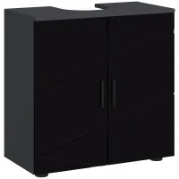 kleankin Dulap pentru chiuveta de baie cu usi dulap pentru chiuveta cu piedestal din lemn cu raft reglabil negru(m-1)