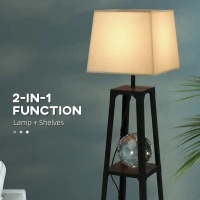 HOMCOM Lampa de Podea Rafturi Lampi Moderne Inalte Independente pentru Camera de Zi Dormitor cu Abajur din Material Textil lampa de masa veioza decor stil vintage decor casa iluminat casa lampa din rattan otel lemn metal(m-5)