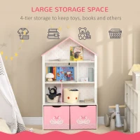 ZONEKIZ Biblioteca pentru copii Suport pentru jucarii cu rafturi deschise si sertare pe roti mobilier pentru camere crese pentru copii pentru scoala mobilier camera copilului birou pentru copii mici(m-4)