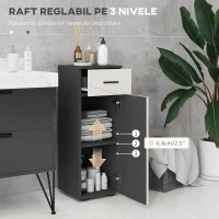 Kleankin Dulap Baie 30×30×82 cm – Gri cu Sertar & Nivele Reglabile(m-5)