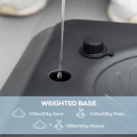 SPORTNOW Cos de baschet  reglabil pe inaltime pentru gradina piscina baza umpluta spatiu pentru minge cos baschet exterior inaltime reglabila cos de baschet pentru adulti plasa pentru cos de baschet postament cu roti panou pe structura otel(m-5)