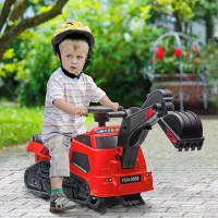HOMCOM Tractor pentru Condus 3 in 1 Excavator Buldozer Masina de Intins Asfaltul pentru Condus Joc de Rol Camion de Contruit fara Alimentare cu Muzica(m-2)