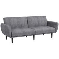 HOMCOM Canapea Extensibilă cu Spătar Rabatabil pe 3 Niveluri și 3 Locuri, Canapea Modernă din Material și Lemn, 208x84x82 cm(m-11)
