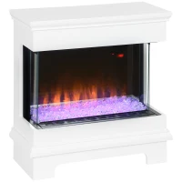 HOMCOM Șemineu Electric 1000W/2000W, Șemineu Electric Independent cu Telecomandă și Protecție la Supraîncălzire, 61x28x66,5 cm, Alb(m-10)