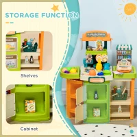 AIYAPLAY Casa de Marcat de Jucarie pentru Copii Carucior pentru Copii 58 de Piese Magazin Pliabil de Jucarie Casa de Marcat de Jucarie cu Scaner Bautura Alimente Legume(m-5)