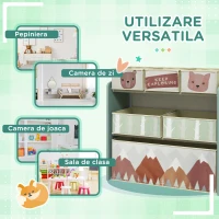 ZONEKIZ Raft Mobil pentru Jucării, Comodă cu 6 Rafturi Detașabile din Material Textil, 63x30x66 cm, Verde(m-6)