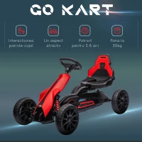 HOMCOM Kart cu pedale pentru copii scaun reglabil roti EVA rosu negru pentru copii pentru plimbare pentru distractie echilibru(m-7)