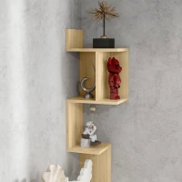 Raft de depozitare HOMCOM MDF cu rafturi deschise pentru sufragerie si dormitor, 80x20x128,5 cm, de culoare stejar(m-8)