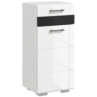 kleankin Dulap de Baie cu Luciu Inalt Dulap de Depozitare pe Podea cu Sertar si Raft Reglabil pentru Bucatarie Camera de Zi Alb depozitare laterala toaleta acasa birou hol prosop manere dus colt baza inalta vopsit rezistent la apa(m-1)